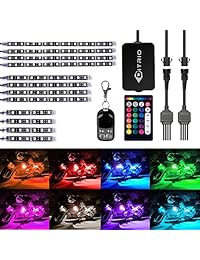 DITRIO kit de luces de atmósfera led para motocicleta, de 12 unidades, tiras de luces de neón multicolor, con efecto atmósfera para suelo, bombillas con control remoto inalámbrico para Harley Davidson, Honda, Kawasaki, Suzuki (12 unidades)