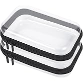 2PCS Clear Hard Shell Zipper Case for Organizing,Waterproof Plastic Clear Zipper Pouches Hard Shell for Cosmetics,Pencils,Toys,Portable Travel Organizer(7.48×3.94×1.97in)