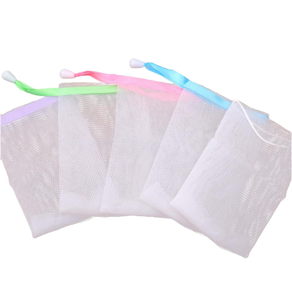 FOMIYES 10pcs Exfoliating Soap Saver Pouch Body Facial Cleaning Efficient Net for Handmade Soap Random Color for Shower Fun