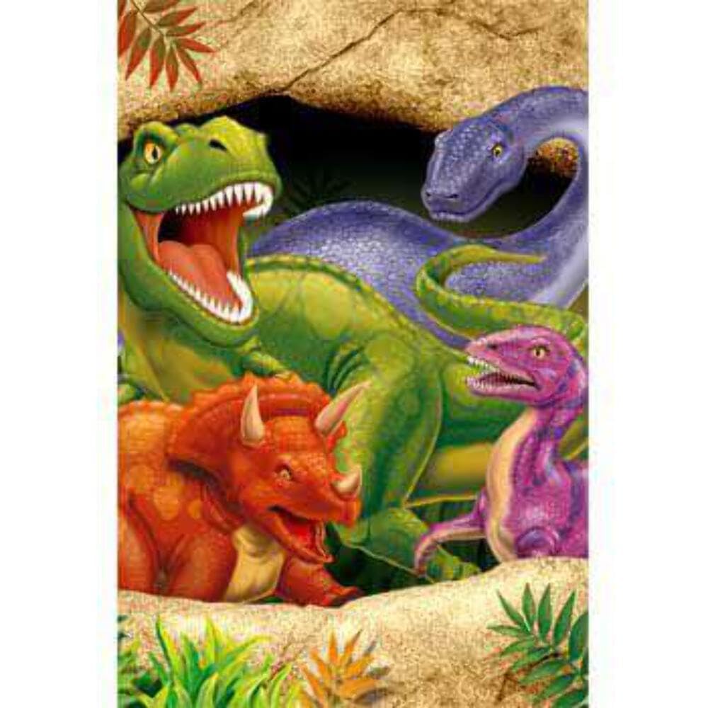 Creative Party Dinosaur Print Border Plastic Table Cover - 1 Pc, 54 inches x 108 inches, 725012