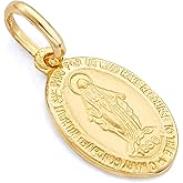 The World Jewelry Center 14k REAL Yellow Gold Religious Miraculous Mary Medal Charm Pendant - 3 Different Size Available