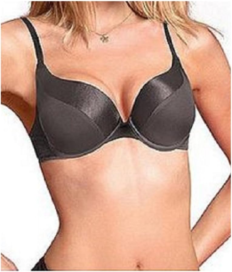 Madienform Sweet Nothings Maidenform Push Up Bra Black Satin Trim 'Tuxedo' (36D)