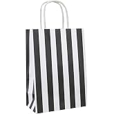 ADIDO EVA 12 Pcs Black and White Striped Gift Bags Black and White Gift Bags with Handles for Party Favor (6.2 x 3.1 x 8.6 In)
