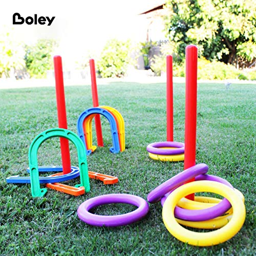 Boley Ring Toss and Horseshoes Outside Game 20 Piece Ring Toss and