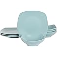 Gibson Home Zen Buffet Matte Porcelain Chip and Scratch Resistant Plates and Bowls Dinnerware Set - Blue, Service for 4 (8pcs)