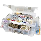 ArtBin 6981AB Super Satchel Deluxe Divided Base, Large Portable Art & Craft Organizer with Drawers, [1] Plastic Storage Case, Clear