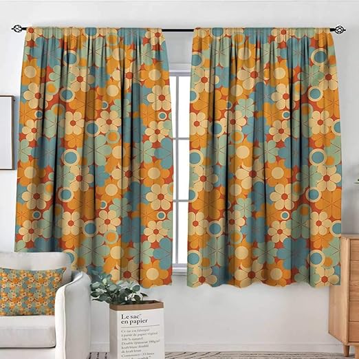 Amazon Com Mozenou Earth Tones Window Curtain Fabric Retro Style