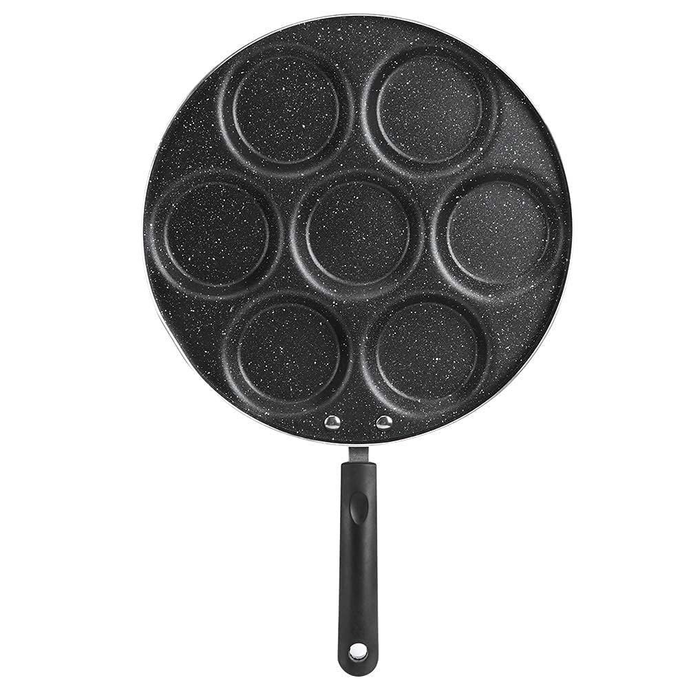 Zerodis Fry Pans, 7 Holes Frying Pan Non Stick Fried Eggs Cooking Pan Burger Mold Household Kitchen Cookware