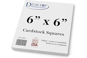 DESKTOP PUBLISHING SUPPLIES White Cardstock Squares - Square Card Stock Paper - Thick 80lb Cover - For Spin Art Refill, Scrapbooking, Invitations, & Crafts (6" x 6", 40 Pack)