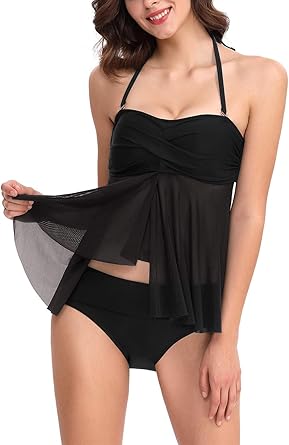 mesh flyaway tankini top
