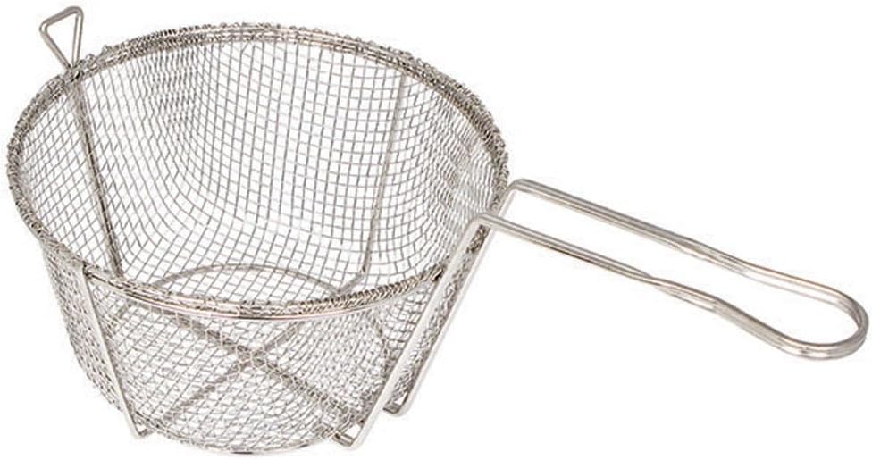 Winco FBR-11, 11.25 x 6-Inch 4-Mesh Round Wire Fry Basket with Handle, Heavy-Duty Deep Fryer Basket