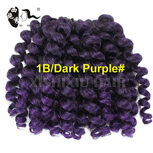 8'' 75g Jumpy Wand Curl Twist Crochet Braid Jamaican Bounce African Synthetic Braiding Hair 2Pcs/Lot (1B/Purple#)