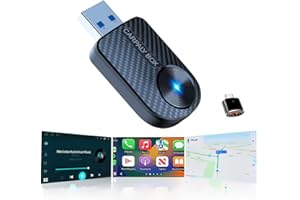 1 Piece 2-in-1 Wireless CarPlay & Android Auto Adapter, Carbon Fiber Mini Plug-and-Play Dongle, with USB-C Converter, for Car