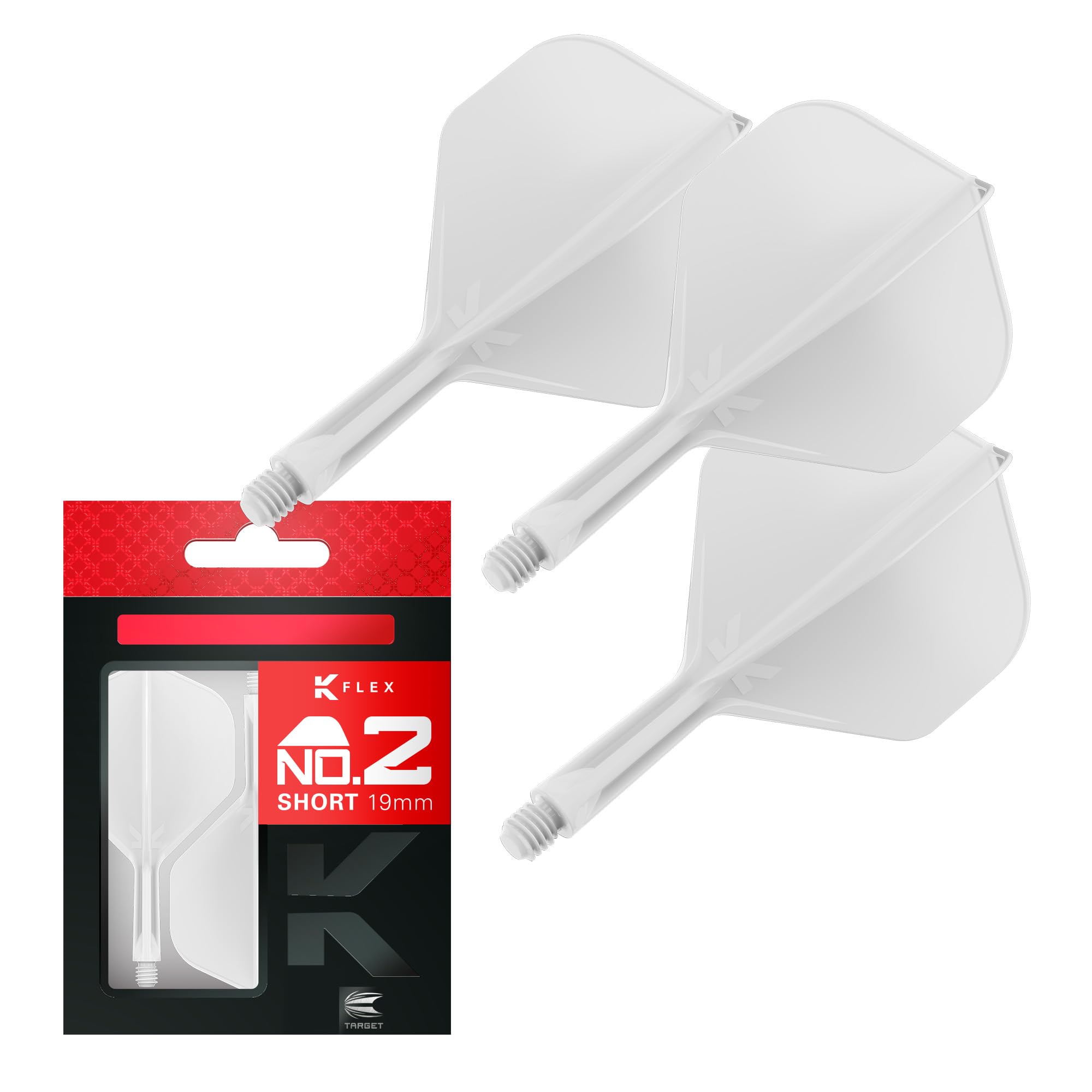 Target Darts K Flex Integrated Dart Flights And Shafts, No.2 White (Short) | Pack Of 3 K-Flex – No2, Kflex All In One Moulded Dart Flight & Stem | Professional Dart Accessories