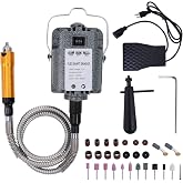 1000W 30000RPM Electric Flex Shaft Rotary Tool Foot Pedal Control Flex Shaft Hanging Grinder Carver Can Forward-Reverse Rotation, Multi-function Kit with Accessories for Carve-Buffing Diy Craft work