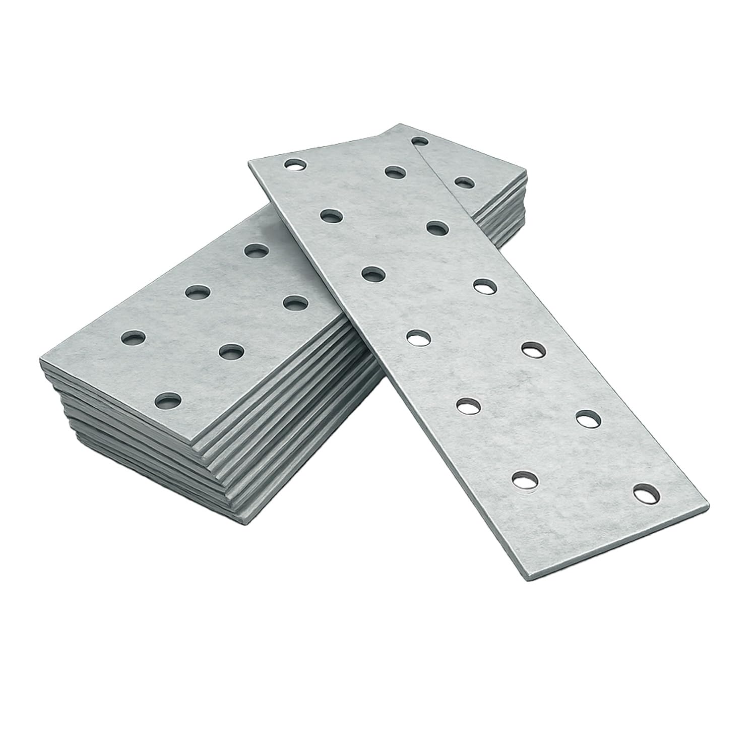OMIDEAS 10 x Flat Joining Plates (120 x 40 x 2) Connecting Perforated Metal Brace Bracket Timber Wood Fixing Galvanised Steel Repair Connector