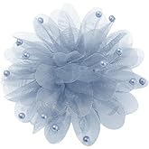 13cm/5in Beaded Mesh Flower Brooch Pin for Women Girls Dainty Round Shell Pearl Ball Beads Camellia Peony Flowers Brooches Lapel Hair Pins Elegant Wedding Anniversary Accessories Jewelry