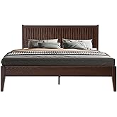 King Size Solid Wood Platform Bed Frame with Headboard &amp; Footboard, 12 Sturdy Slats, Centre Metal Legs, Under-Bed Storage, Anti-Noise &amp; Slip-Free, Easy Assembly, Dark Roast Oak Finish OLK-32