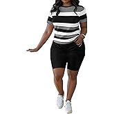 HBQ Women 2 Piece Outfits Summer Sweatsuits Slim Fit Track Suits Biker Short Workout Jogger Sets