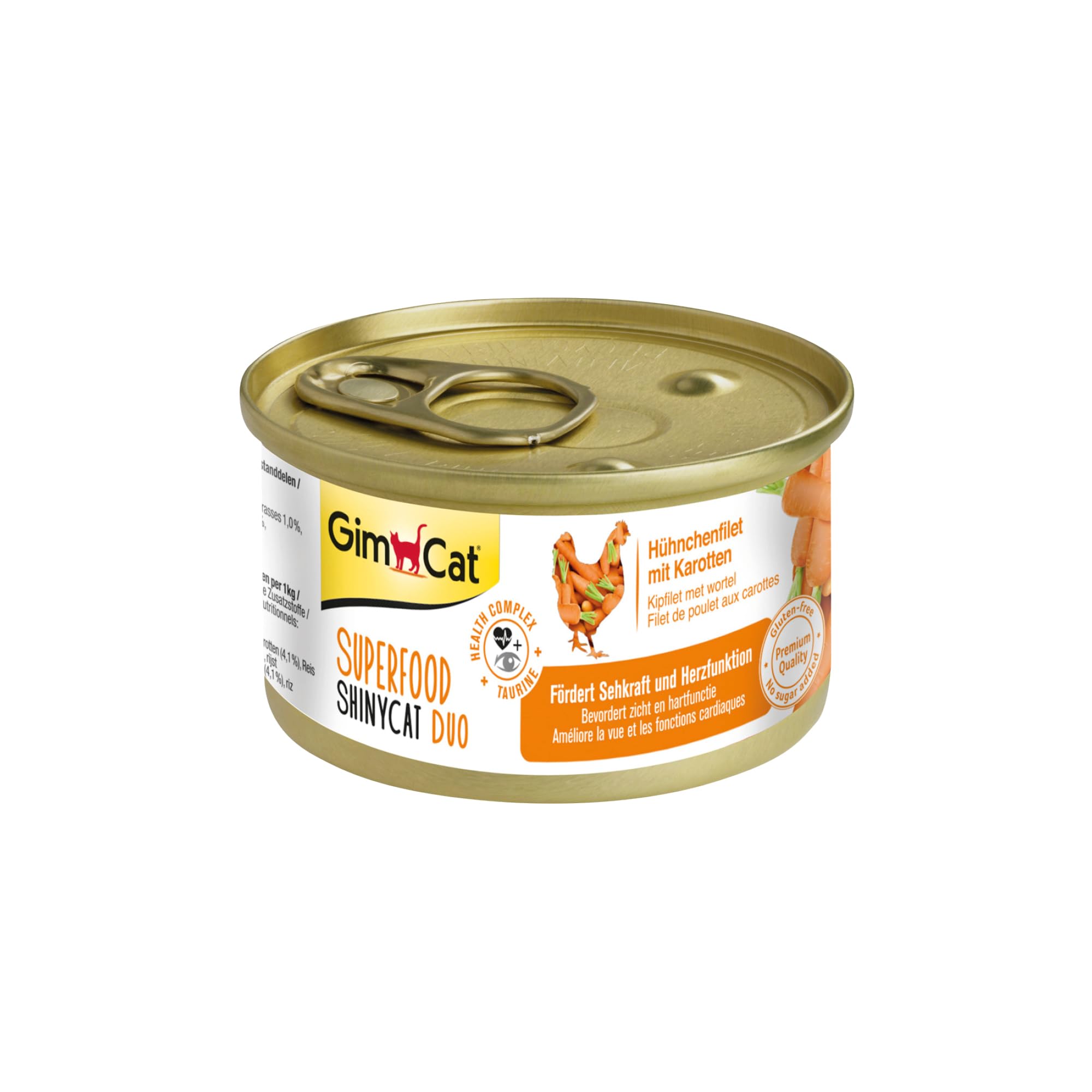 GimCat Superfood ShinyCat Duo Chicken with Carrots - Cat food with juicy fillet meat and no added sugar for adult cats - 24 tins (24 x 70 g)