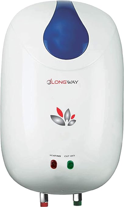 LONGWAY HOT Spring 3 LTR Instant Water Heater GEYSERS ABS Body HD ISI Element Glass Type SS 304 Grade Tank, 2 Year Warranty (White Blue)