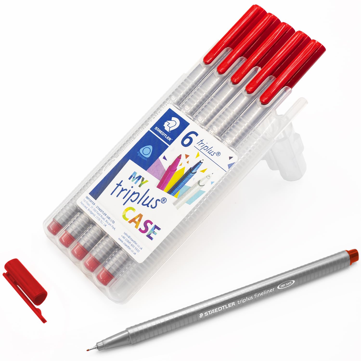 STAEDTLER 334 Triplus Fineliner Superfine Point Pens - 0.3mm - Red - Pack of 6