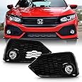 KEEKPO - For 2017 2018 209 Honda Civic Hatchback Bumper Fog Lights Driving Lamps w/Switch Pair Replacement Left+Right