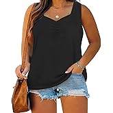 Bigeoosh Plus Size Tank Tops for Women Summer Sleeveless Sweetheart Neck Casual Tunics Shirts