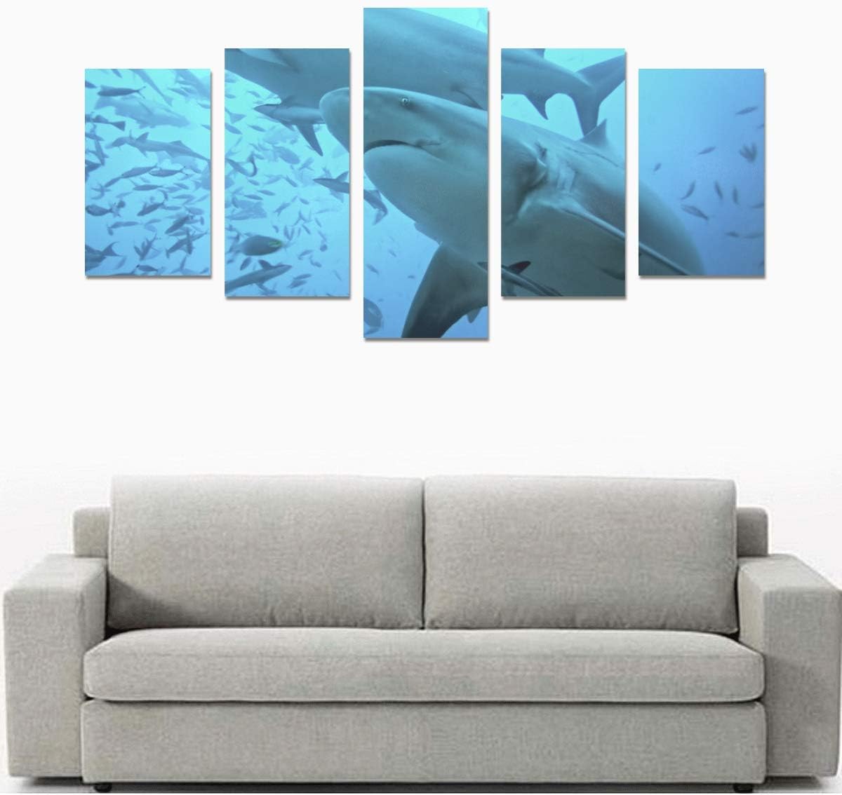 Great White Shark Swimming (no Frame) Canvas Print Sets Wall Art Picture 5 Pieces Paintings Posters Prints Photo Image On Canvas Ready to Hang for Living Room Bedroom Home Office Wall Decor