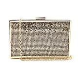 Yuenjoy Women's Bling Shiny Glitter Sequins Clip Clasp Evening Bag Clutch Crossbody Purse (Glod)