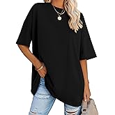 LOMON Oversized T Shirts for Women Short Sleeve Crewneck Summer Tops Loose Casual Mama Shirts Basic Tee