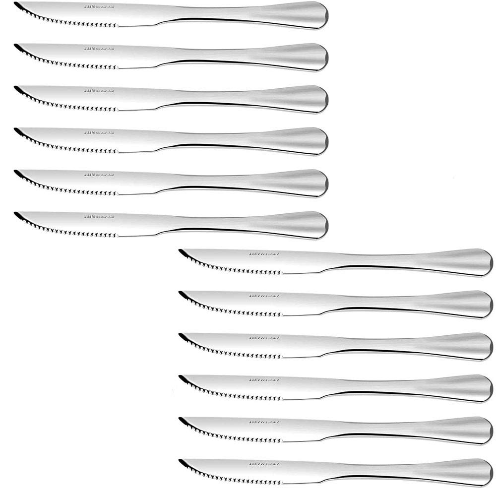 Steak Knives, Elegant Life 12-Piece Stainless Steel Steak Knife Kitchen Premium Dinner Knives, Professional Serrated Steak Knives for Multipurpose,9 Inches