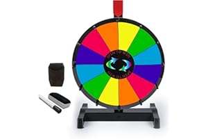 Hooomyai 12" Tabletop Spinning Prize Wheel 12 Slots with Durable Plastic Base, Spin Wheel Spinner Prize with Dry Erase Markers and Eraser for Classroom Fortune Game Party TradeShow Carnival