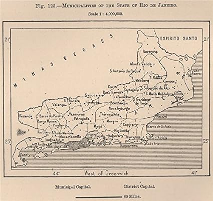 Municipios Del Estado De Rio De Janeiro Brasil 15 Mapa Antiguo Vintage Mapas Impresos De Brasil Amazon Es Hogar Y Cocina