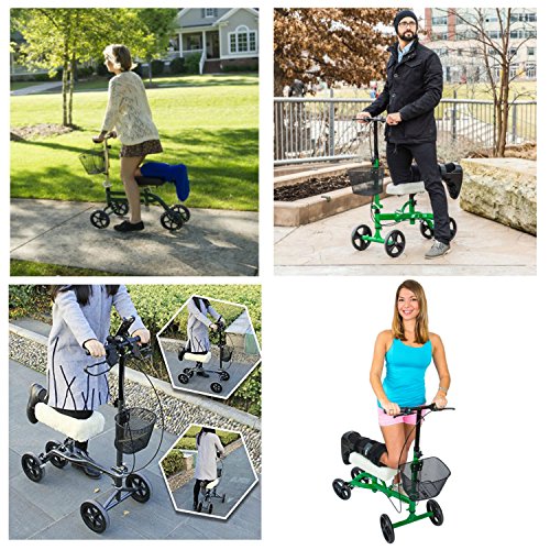 Knee Walker Cushion Covers 2 Pack for Knee Scooter for Injured Leg Universal Knee Scooter Pad Cover Faux Sheep Skin Knee Walker Seat Pads Covers for Rolling Scooter Includes 2 Extra Foam Inserts - Thumbnail 5