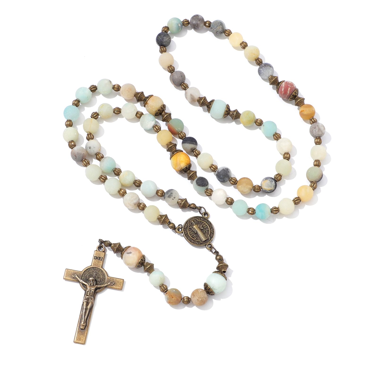 KOMI Catholic Rosary Beads for Women - Holy Prayer Necklace With Crucifix Cross - Communion Rosary Catholic Gifts