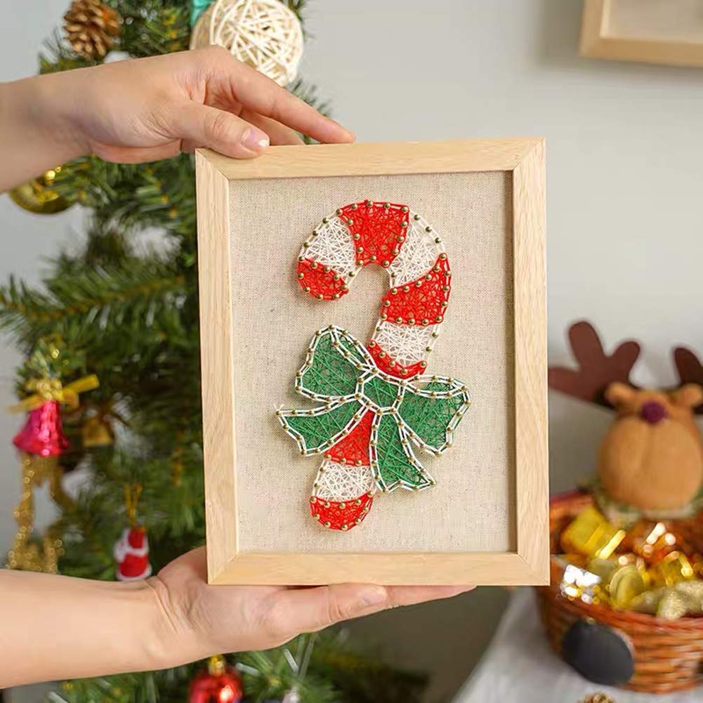 RM Studio DIY String Art, Art & Crafts Kit with All Necessary Accessories and Frame for Kids Students, Adult Crafts Kit, Home Wall Decorations Unique Gift (Candy Cane)