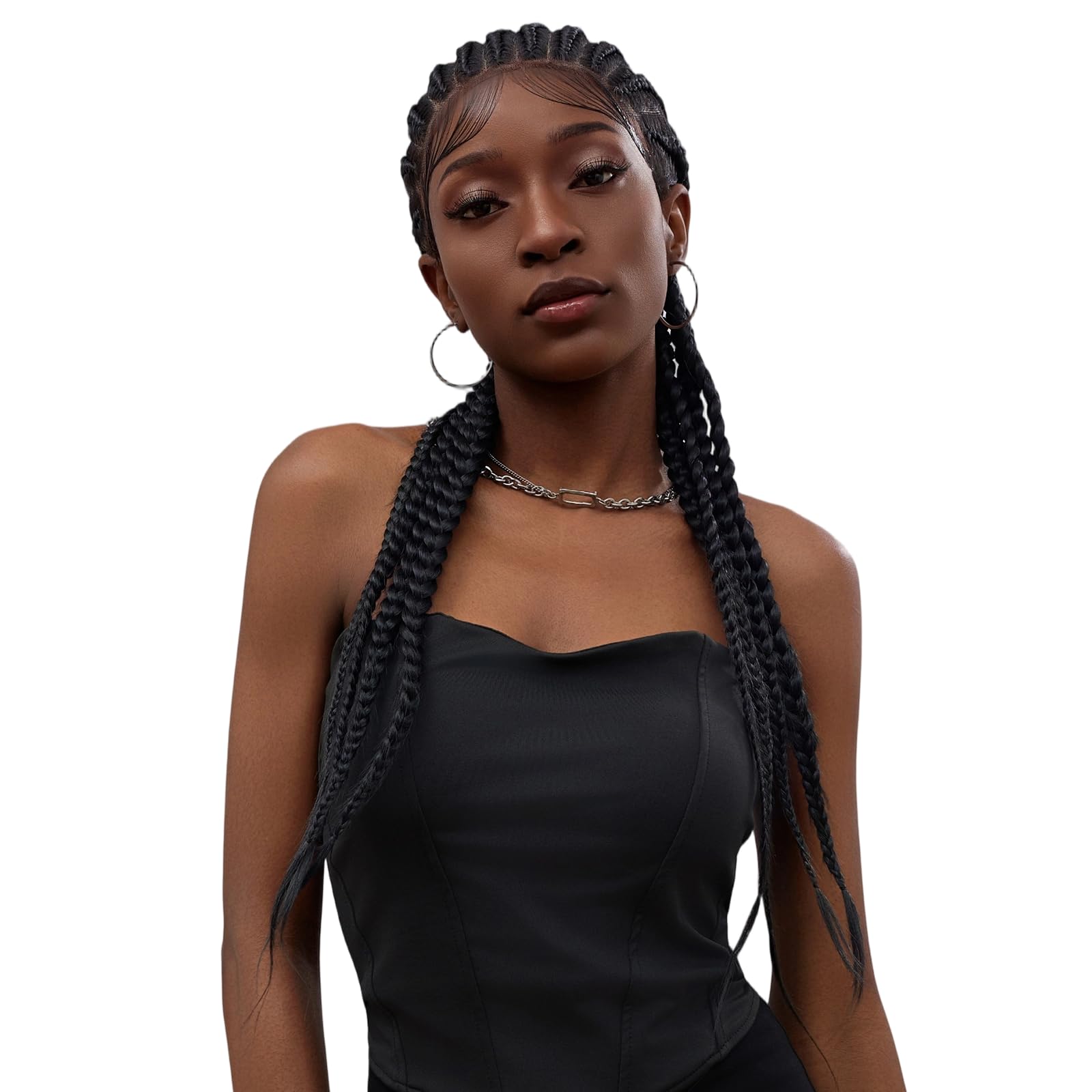 Photo 1 of Hdlsina Glueless Dreadlock Extensions Cornrow Braided Wigs for Black Women, 32in Long Faux Locs Full Lace Front Pre Plucked Pre Cut Passion Twist Crochet Human Hair Braiding Wigs (Black) (Black)