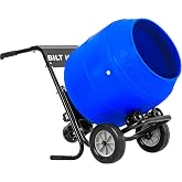 BILT HARD 6 Cu.Ft Plastic Cement Mixer, Low Adhesion Poly Drum 1 HP Heavy Duty Electric Concrete Mixer Portable for Mortar Stucco Fodder Farm and Job Site