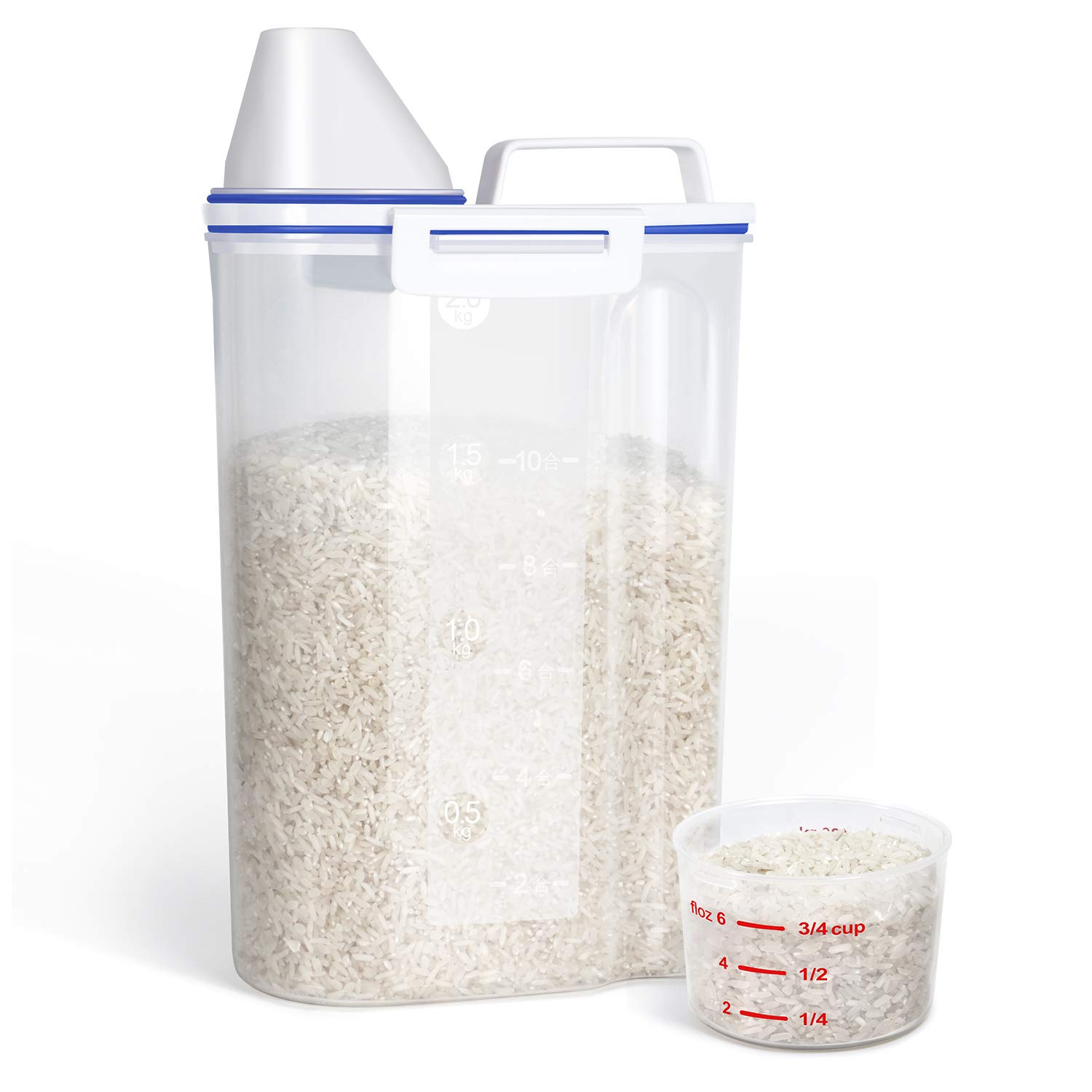 Odom Airtight Bpa Free Plastic Food Storage Container With Lid Measuring Cup 2l 4 4lbs Pantry Storage Container For Dry Food Cereal Flour Rice Sugar Dog Food And More Kitchen Storage Container