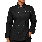 ChefsCloset Women's Custom Long Sleeve Classic 10 Button Embroidered Chef Coat