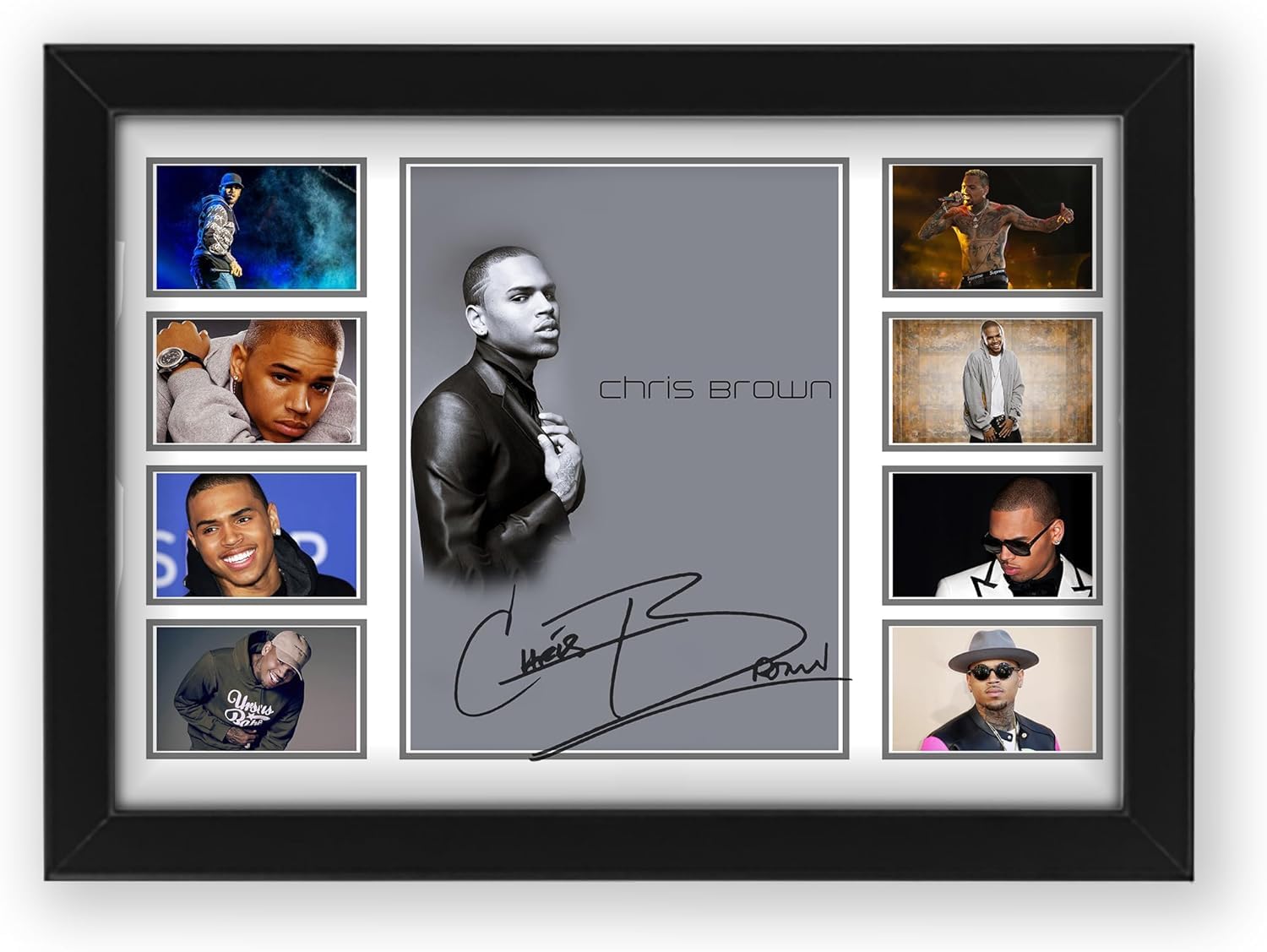 Chris Brown Signed Poster Print - Limited Edition Autograph Fan Gift – Collectible Memorabilia Merchandise (Framed A3 (30x40cm))