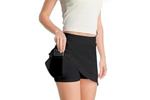 4HOW Women's Athletic Tennis Skirt with Built-in Shorts and Pocket – High-Waisted Golf Skort for Summer, Sizes S-XXL