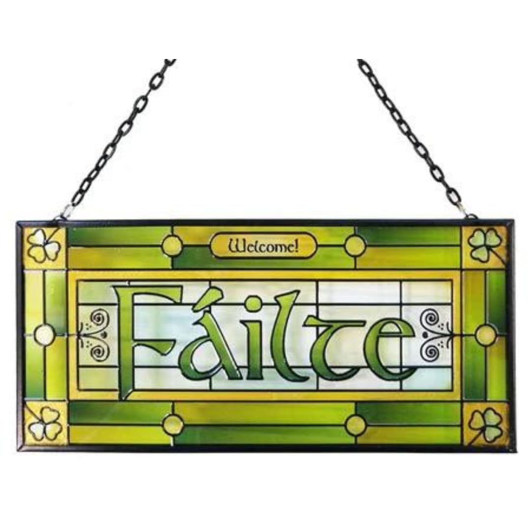 Failte Stained Glass Suncatcher Plaque