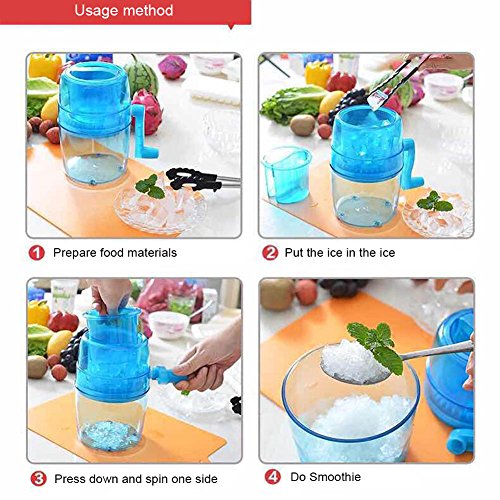 STARmoon Portable Hand Crank Manual Ice Crusher Shaver Shredding Snow Cone Maker Machine Kitchen Appliance