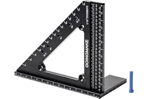 GOINGMAKE Big Carpenter Square 6x7.5 Inch Hole Scribing Ruler 3D Multi Angle Measuring Ruler 22.5-90 Degree Woodworking Square with Fixed Angle Pin 4 in 1 Square for Engineering and Construction
