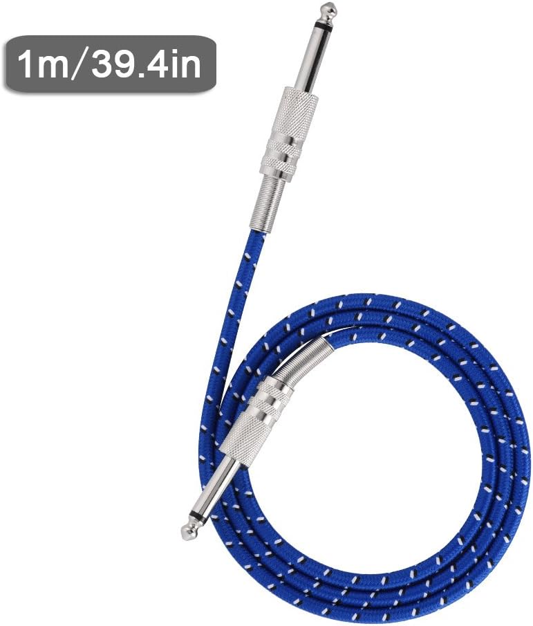 Mono Guitar Cable, Guitar Instrument Cable, Male to Male Mono Audio Wire Cord Guitar Cable 6.35mm for Musical Instrument Professional (1M)