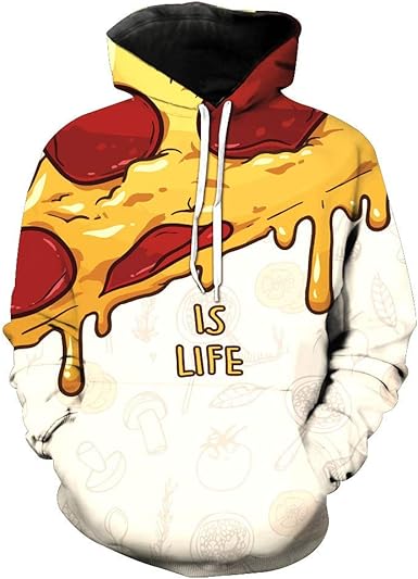 Amazon Com Maodamaoyi Men S Long Sleeve T Shirt Pullover Hooded Sweatshirt Graffiti Pizza 3d Printed Hoodie Sport Outwear Clothing