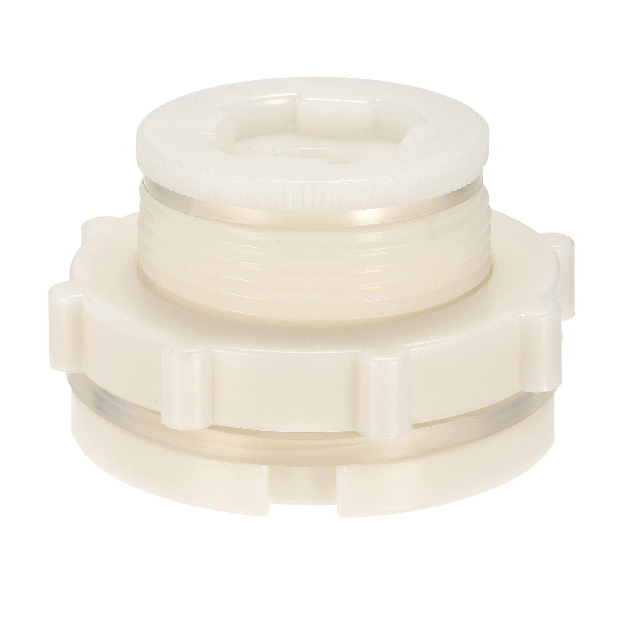 sourcing map ABS Bulkhead Tank Adapter with PVC Plug Fitting G1-1/2 Thread for Rain Buckets Water Tanks 1 Set