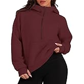TAKEYAL Womens Plus Size Hoodies Oversized Sweatshirts Half Quarter Zip Pullover Long Sleeve Fall Outfits With Pocket